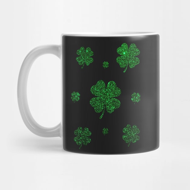 St Patricks Day, Deep Green 4 Leaf Faux Glitter Clovers by Felicity-K